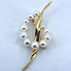 MIKIMOTO ミキモト K18 パールブローチ パール11粒