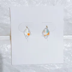 No.423　レジン　ダイヤ型　ダイヤカット　琉球ガラス　ピアス　イヤリング