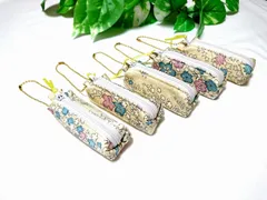 プチキャラメルポーチ＊リップ・印鑑ケース＊和布＊イエロー系＊花柄