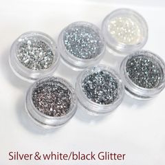 グリッターパウダー ジェルネイル ネイル ブラック ホワイト シルバー6種類 約0.2g 27 linogelplus リノジェルプラス