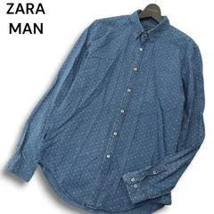 ZARA MAN ザラ マン 通年 USED加工  SLIM FIT★ ペイズリー風 総柄 長袖 ボタンダウン シャツ Sz.L メンズ