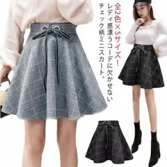 チェック柄 フレアスカート ミニスカート リボンベルト風 チェックスカート ミニ 膝上丈 インナーパンツ付き チラ見せ防止 秋冬 美脚#pc921