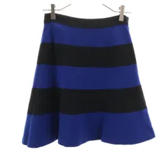 ランバンオンブルー 日本製 ウール ボーダー ミニスカート 38 ネイビー系 LANVIN en Bleu サイドジップ レディースのサムネイル