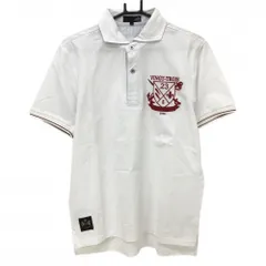 23区スポーツ 半袖ポロシャツ 白×レッド 胸元刺しゅう メンズ L ゴルフウェア 23区