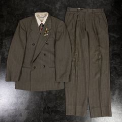 【JAPANESE VINTAGE】5点セット セレモニー ダブルスーツ セットアップ 上下 ライトブラウン系×エンジ系 XLサイズ 成人式 卒業式 結婚式（ユーロピンズ＆シャツ＆ネクタイ おまけ）No.56