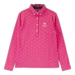 サイズ：M CALLAWAY キャロウェイ  裏起毛 長袖ポロシャツ ボタンダウン 総柄 ピンク系 [240101462658] ゴルフウェア レディース ストスト