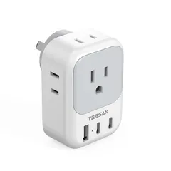 オーストラリア 変換プラグ o型 4個AC口 2USB-Cと１USB-Aポート TESSAN 変換プラグ oタイプ 海外旅行用 コンセント変換プラグ o 電源変換アダプター 中国/ニュージーランド/アルゼンチンなどに対応 1