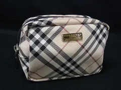 BURBERRY バーバリーブルーレーベル ナイロン チェック柄 ポーチ メイクポーチ 化粧ポーチ ティッシュケース ベージュ系 DK0586