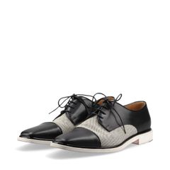 Christian Louboutin クリスチャンルブタン TOP DAVIOL FLAT キャンバス × レザー ドレスシューズ メンズ 40 ブラック × ホワイト イタリア製