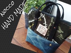 №671【DENIM✖️ToteBAG型ファスナーポーチ♡】デニムリメイクポーチ♫両面可愛い✨