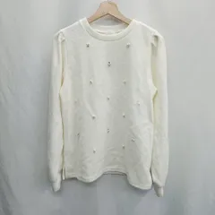 ◇ ⊇◎●未使用● DRESKIP ドレスキップ ビジュー付き 長袖 ニット サイズLL ホワイト レディース E  【1502060005067】