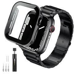 【迅速発送】ANYOI 対応 コンパチブル Apple Watch バンド ステンレス製 Series SE/SE2/6/5/4 アップルウォッチ バンド 防水 ケース付き 3D直角エッジデザイン 交換ベルト あっふウォッチバンド 長さ調節器がついています 耐