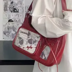 1PC 黒 Y2K 原宿ショルダーバッグ日本ファッションクリア ITABAG JK 制服バッグ韓国スタイルスクールクロスボディバッグ