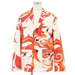 DRIES VAN NOTEN ドリスヴァンノッテン ジャケット フラワー 花柄 モチーフ ノッチドラペル 3B コットン100％ アウター メンズ サイズ 48 オレンジ系 総柄 ブルガリア製のサムネイル