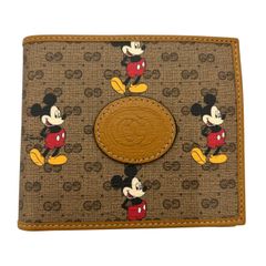新品同様 グッチ × DISNEY ディズニー ミッキーマウス 602549 GGスプリームキャンバス レザー ブラウン 二つ折り財布 0438 GUCC ♯0210010001