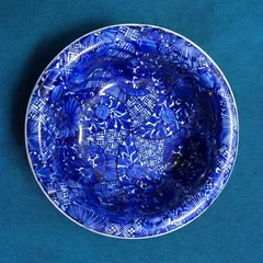 骨董ベロ藍大鉢［約31㌢］ Amazon.co.jp: ベロ藍古伊万里花弁型大鉢唐草染付盛鉢深鉢陶磁器