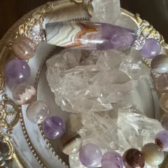 天然石 天珠 八眼天珠 ドッグトゥースアメジスト ブレスレット