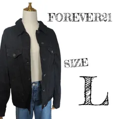【フォーエバー21】FOREVER21　デニムジャケット　Gジャン　ブラック　ノーカラージャケット　アウター　レディース　Lサイズ