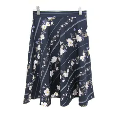 リランドチュール スカート ボトムス フレア 花柄 日本製 レディース 2サイズ 紺×ピンク Rirandture 【中古】