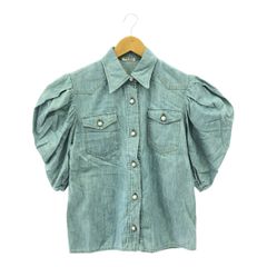 美品】miu miu 半袖デニムトップス パワーショルダー シャツ 36 S