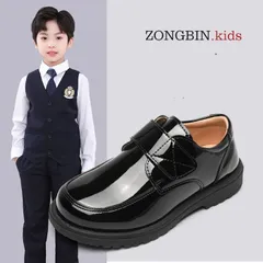 フォーマルシューズ 男の子 キッズ 子供靴  シューズ フォーマル 黒 入学式 結婚式 発表会 ローファー マジックテープ 軽量  lubi02