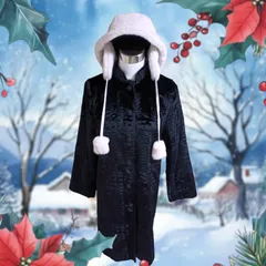 美品 フェイクファー コートブ ブラック 黒 スタンドカラー