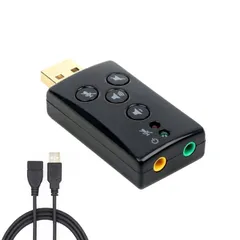 USBサウンドカードステレオ3.5mmオーディオアダプター、USBからAUXケーブル、Windows Mac Linux PC、ノートパソコン、デスクトップ、PS4、PS5、ブラックヘッドフォン用の内