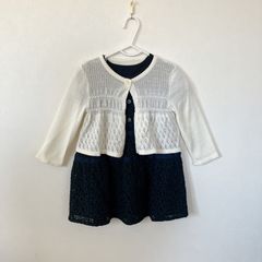 COMME CA FOSSETTE コムサフォセット 100cm 女の子 カーディガン ワンピース ネイビー ホワイト 結婚式 発表会