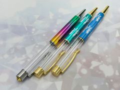 ZKN3-005 オリジナルハンドメイド用 ハーバリウムボールペン 3本セット シャンデリア柄&ジュエルトップレインボーのサムネイル