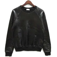 サンローラン パリ SAINT LAURENT PARIS コーティング スウェット トレーナー 長袖 クルーネック プルオーバー ブラック 黒 XS 405553 フランス製 ☆AA★のサムネイル
