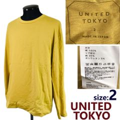 日本製★UNITED TOKYO★薄手コットンセーター/長袖カットソー【size:2/メンズM/イエローベージュ】ロンT/長袖Tシャツ/ラウンドネック/Tops◆BJ085-c