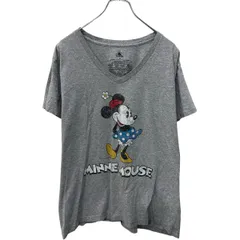 Disney 半袖 キャラクター プリントTシャツ レディース XL グレー ディズニー Ｖネック ミニー 古着卸 アメリカ仕入 a704-5740