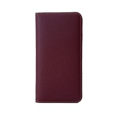 ギフト シュリンクカーフレザー 付き マグネットなし コードホルダー スタンド スマホ ワインレッド スマホケース 本革 手帳型 PH-11ProMax-WineRed ケース iPhone11ProMax HANATORA