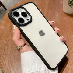 iPhoneケース iPhone15 iPhone14 iPhone13 Pro ProMax Plus アイホン アイフォン 携帯 スマホ ケース カバー クリア 高級感 光沢フレーム かわいい 推し活 黒335
