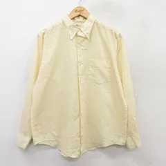 L/古着 長袖 シャツ メンズ 80s ボタンダウン 黄他 イエロー ストライプ 25sep08 中古 トップス