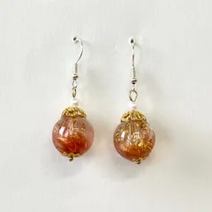 【ハンドメイド】UVレジン ブラウン 球体 ピアス 