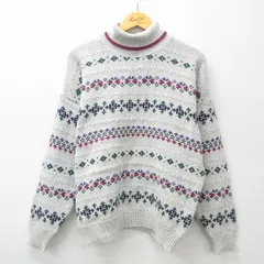 L/古着 長袖 セーター メンズ 90s タートルネック ハイネック グレー他 霜降り 25feb08 中古 ニット トップス