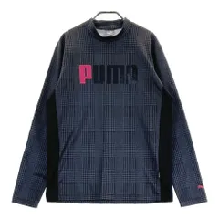 サイズ：L PUMA GOLF プーマゴルフ  裏起毛ハイネック長袖Tシャツ グレンチェック柄 グレー系 [240101509876] ゴルフウェア メンズ ストスト