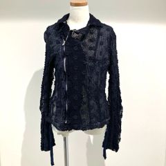 RO-J0014 コムデギャルソン コムデギャルソン COMME des GARCONS COMME des GARCONS 綿エステル ケミカルレース ライダースジャケット ネイビー Lサイズ 2005年S/S