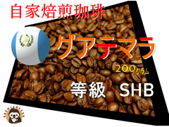 コーヒー豆(自家焙煎) グアテマラ 等級 SHB 200グラム 1パック