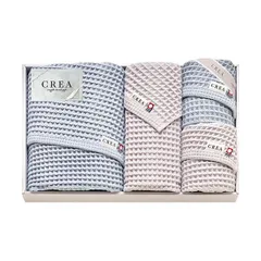 CREA×今治ワッフルソフト バスタオル&フェイスタオル3P バスタオル57×120cm、フェイスタオル31×80cm B1146518