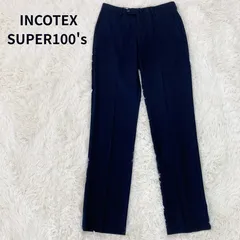 INCOTEX インコテックス SUPER100's スラックス パンツ イタリア製 ラナウール ブラック センタープレス サイズ46 M メンズ