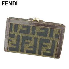 値下げ⭐︎フェンディ 二つ折り財布 ズッカ柄 がま口 キャンバス レザー フェンディ がま口 財布 二つ折り ミニ財布 ズッカ レディース