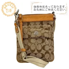COACHコーチ 6442 ポシェット シルバー金具 総柄 シグネチャー ショルダーバッグ バッグ カバン 斜めがけ 肩掛け ブランド  ブラウン レディース