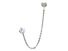 ボディピアス 16G ストレートバーベル 2連 チェーン付(シルバー)(ハート)