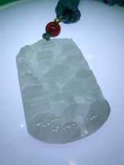お買い得❣️天然本翡翠 金運⤴️雪花の綿入り素材、氷藍水山水