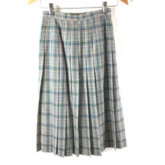 レリアン leilian スカート チェック 裏地付き ロング ファスナー 日本製 ベージュ プリーツ 黒 緑 7サイズ 2025092100214