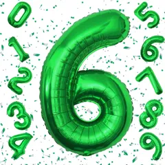 【人気商品】アルミ風船 誕生日 40インチ ナンバー6 グリーン ハッピーバースデー 飾り付け 男の子 女の子 数字バルーン ギフト 記念日 お祝い Exgox パーティー 結婚式 披露宴