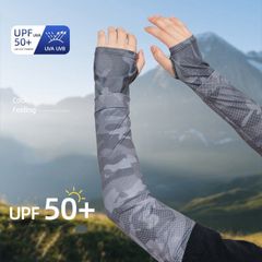 アームカバー メンズ QKhS523 夏 日焼け防止 アームスリーブ ゆったり UPF50+ 紫外線対策 ゆったり 手の甲までカバー レディース QKhS523