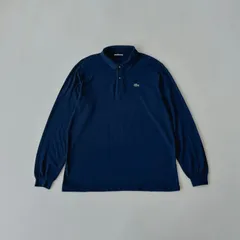 80s フランス製　シュミーズラコステ　長袖　ポロシャツ　ネイビー Y2280